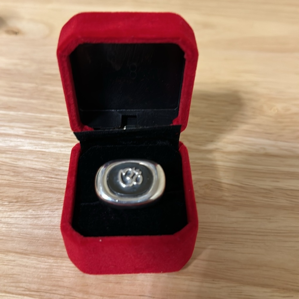 Vintage RLM Studio, Size 9, Sterling silver Om Ring, with hematite